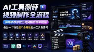 AI工具测评视频制作全流程，从0到1教你做出高完播的爆款视频，做出一个稳定接广告賺钱的AI工具测评号-聚富社