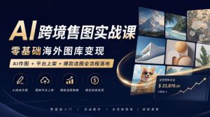 AI跨境售图实战课,零基础海外图库变现,AI作图+平台上架+爆款选图全流程落地-聚富社