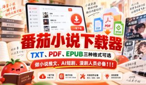 番茄小说下载器,TXT、PDF、EPUB三种格式可选,做小说推文、AI短剧、漫剧人员必备!!!-聚富社