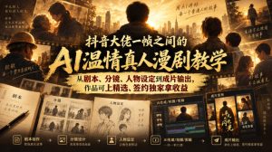 抖音大佬一帧之间的AI温情真人漫剧教学,从剧本、分镜、人物设定到成片输出,作品可上精选、签约独家拿收益-聚富社