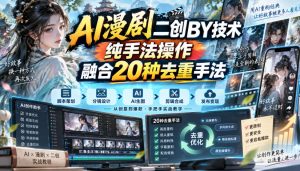AI漫剧二创搬运技术,纯手法操作,融合20种去重手法-聚富社