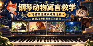 钢琴动物寓言教学，可做精选独家分成计划，对标35W粉丝博主同款课-聚富社