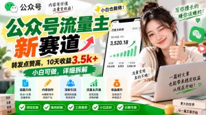 公众号流量主新赛道,转发点赞高,10天收益3.5k+小白可做,详细拆解-聚富社