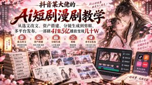 抖音某大佬的Ai短剧漫剧教学,从选文改文、资产搭建、分镜生成到剪辑、多平台发布,一部剧41集5亿播放变现几十W-聚富社