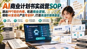 【无水印】AI商业计划书实战营SOP,跳出PPT低价内卷,吃透商业逻辑,借助AI全自动产出专业BP,打造高溢价接单副业-聚富社