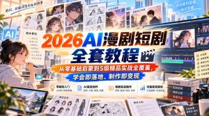 【无水印】2026AI漫剧短剧全套教程，从零基础启蒙到S级精品实战全覆盖，学会即落地、制作即变现-聚富社