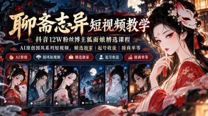 聊斋志异短视频教学,抖音12W粉丝博主狐面娘精选课程,AI原创国风系列短视频,精选独家丨起号收徒丨接商单等-聚富社
