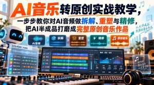 AI音乐转原创实战教学,一步步教你对AI音频做拆解、重塑与精修,把AI半成品打磨成完整原创音乐作品-聚富社