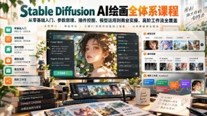 【无水印】Stable Diffusion AI绘画全体系课程，从零基础入门、参数原理、插件控图、模型运用到商业实操、高阶工作流全覆盖-聚富社