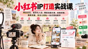 小红书ip打造实战课,商业定位、差异化人设、爆款选题文案、拍摄剪辑、搜索流量、安全公转私一站式落地教学-聚富社