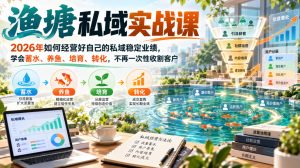 渔塘私域实战课,2026年如何经营好自己的私域稳定业绩,学会蓄水、养鱼、培育、转化,不再一次性收割客户-聚富社