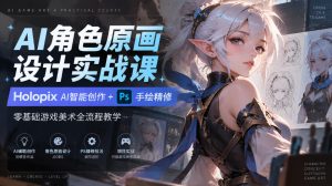 AI角色原画设计实战课|Holopix AI智能创作+PS手绘精修,零基础游戏美术全流程教学-聚富社