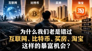 某社群付费文章:为什么我们老是错过互联网、比特币、买房、淘宝这样的暴富机会?-聚富社
