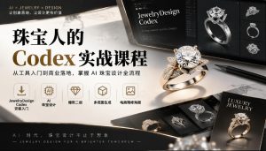 珠宝人的Codex实战课程|JewelryDesign Codex安装入门、AI珠宝设计、爆款二创、多视图生成、电商精修海报全链路教学-聚富社