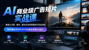 AI商业级广告短片实战课,覆盖从文案、脚本、素材生成到剪辑成片的全流程,帮你做出可对外交付的商业质感AI短片-聚富社