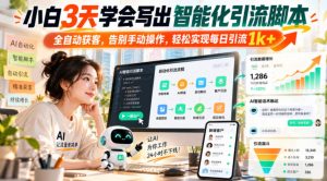 小白3天学会写出智能化引流脚本,全自动获客,告别手动操作,轻松实现每日引流1k+-聚富社