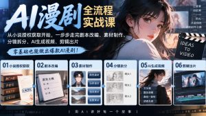 AI漫剧全流程实战课|从小说授权获取开始,一步步走完剧本改编、素材制作、分镜拆分、AI生成视频、剪辑出片全流程-聚富社
