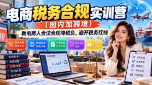 电商税务合规实训营(国内加跨境),教电商人合法合规降税负,避开税务红线-聚富社