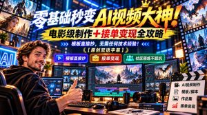 零基础秒变AI视频大神!电影级制作+接单变现全攻略,模板直接抄,无需任何技术经验!【原创双语字幕】-聚富社