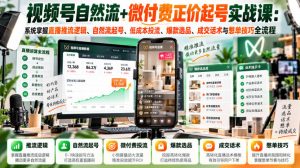 视频号自然流+微付费正价起号实战课:系统掌握直播推流逻辑、自然流起号、低成本投流、爆款选品、成交话术与憋单技巧全流程-聚富社
