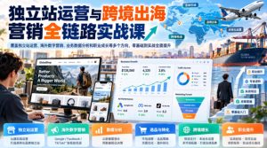独立站运营与跨境出海营销全链路实战课,覆盖独立站运营、海外数字营销、业务数据分析和职业成长等多个方向,零基础到实战全面提升-聚富社
