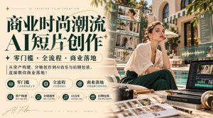 商业时尚潮流AI短片创作|零门槛・全流程・商业落地,从资产构建、分镜创作到AI音乐与后期包装,直接教你商业落地!-聚富社