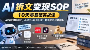 AI拆文变现SOP｜10天零基础实战课，AI拆解爆款网文，小红书+抖音引流，打造知识付费副业-聚富社