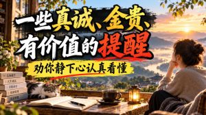 付费文章：一些真诚、金贵、有价值的提醒，劝你静下心认真看懂-聚富社