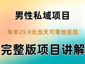 男性私域项目每单29.9，当天就能落地变现【不是S粉项目】详细拆解-聚富社