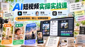 AI短视频实操实战课,即梦+豆包+剪映,轻松制作带货/育儿/故事短视频-聚富社