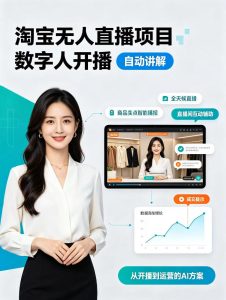淘宝无人直播项目|数字人直播带货AI解决方案,24小时无人值守开播,数字人自动讲解商品卖点,轻松赚取佣金【揭秘】-聚富社