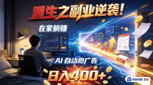 重生之副业逆袭!在家躺赚AI自动跑广告日入400+,无需人工操作【揭秘】-聚富社