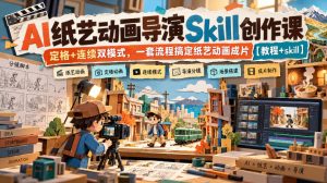 AI纸艺动画导演Skill创作课|定格+连续双模式,一套流程搞定纸艺动画成片【教程+skill】-聚富社