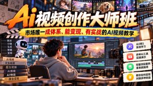 Ai视频创作大师班,市场唯一成体系、能变现、有实战的AI视频教学(更新2026)-聚富社