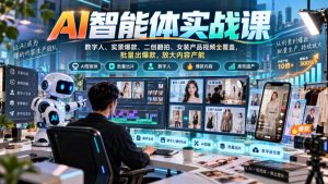 AI智能体实战课,数字人、实景爆款、二创翻拍、女装产品视频全覆盖,批量出爆款,放大内容产能-聚富社