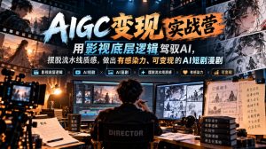 AIGC变现实战营，用影视底层逻辑驾驭AI，摆脱流水线质感，做出有感染力、可变现的AI短剧漫剧-聚富社