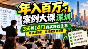 年入百W案例大课深圳，3天拆14门真实賺钱生意，不讲成功史，直接把生意拆开-聚富社