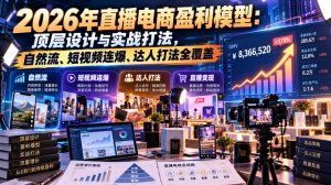 2026年直播电商盈利模型：顶层设计与实战打法，自然流、短视频连爆、达人打法全覆盖-聚富社