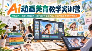 Ai动画美育教学实训营,零基础入门掌握AI动画创作、美术设计与创意表达,开启AI赋能美育教学新模式-聚富社