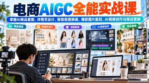 电商AIGC全能实战课:掌握AI商品套图、详情页设计、智能抠图换装、爆款图片复刻、AI视频创作与探店营销-聚富社