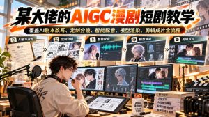 某大佬的AIGC漫剧短剧教学,覆盖AI剧本改写、定制分镜、智能配音、模型渲染、剪辑成片全流程-聚富社
