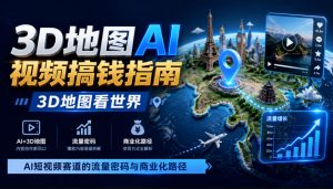3D地图AI视频搞钱指南,3D地图看世界,AI短视频赛道的流量密码与商业化路径【文档】-聚富社