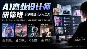 AI商业设计师研修班,90天速通10大AI工具,从绘图、视频、3D到商业落地,一键掌握涨薪、做副业关键技能-聚富社