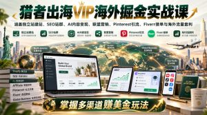 猎者出海VIP海外掘金实战课:涵盖独立站、SEO站群、AI变现、联盟营销、Pinterest引流、Fiverr接单与海外流量套利,掌握多渠道賺美金玩法-聚富社