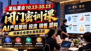某私董会10.13-10.15闭门密训课，AI产品策划投流销售架构，拆解企业增长落地实战-聚富社