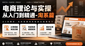 电商理论与实操从入门到精通-淘系篇，从零搭建淘宝店铺，吃透淘系底层规则，稳步出单做爆款-聚富社