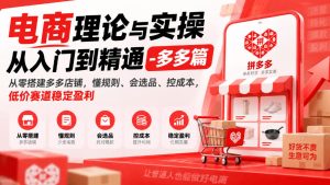 电商理论与实操从入门到精通-多多篇，从零搭建多多店铺，懂规则、会选品、控成本，低价赛道稳定盈利-聚富社