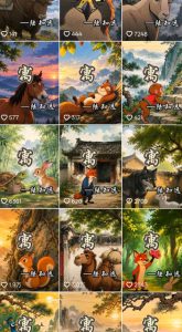 抖音某博主的AI寓言故事动画教学,涵盖封面设计、AI动画生成、工具、低成本薅羊毛生成,轻松入局蓝海赛道变现-聚富社
